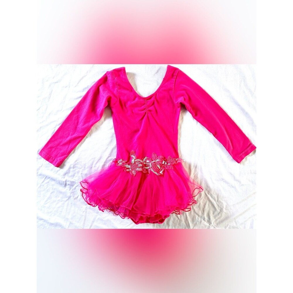 Wenchoice Girls Pink Tutu Leotard Dress Long Sleeve Size M (3-4T) Ballet Dance